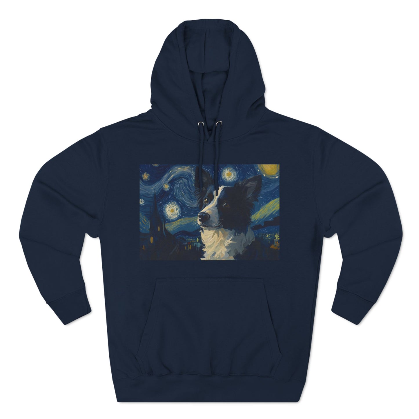 Starry Night Cat Three-Panel Fleece Hoodie