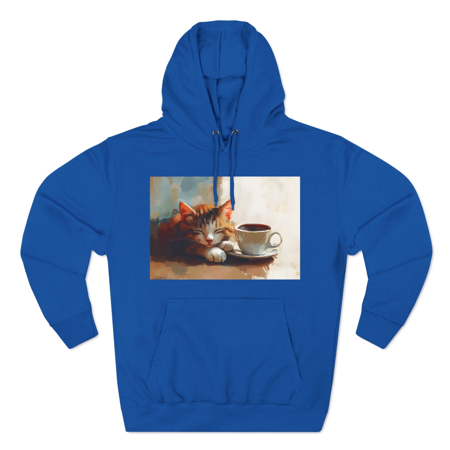 Coffee Cat Three-Panel Fleece Hoodie