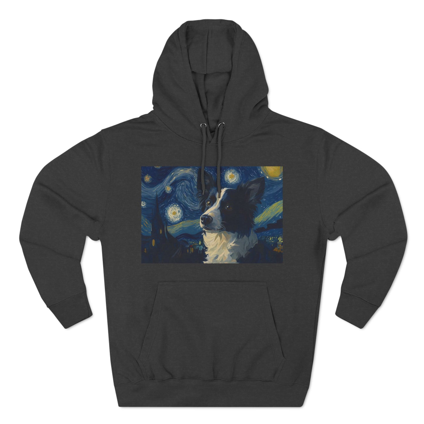 Starry Night Cat Three-Panel Fleece Hoodie