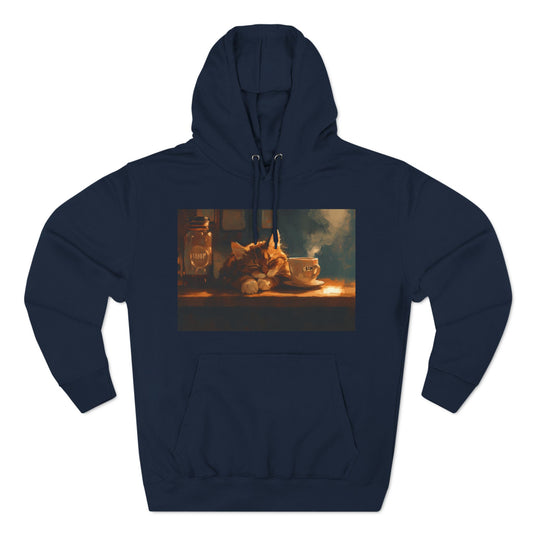 Coffee Cat Three-Panel Fleece Hoodie