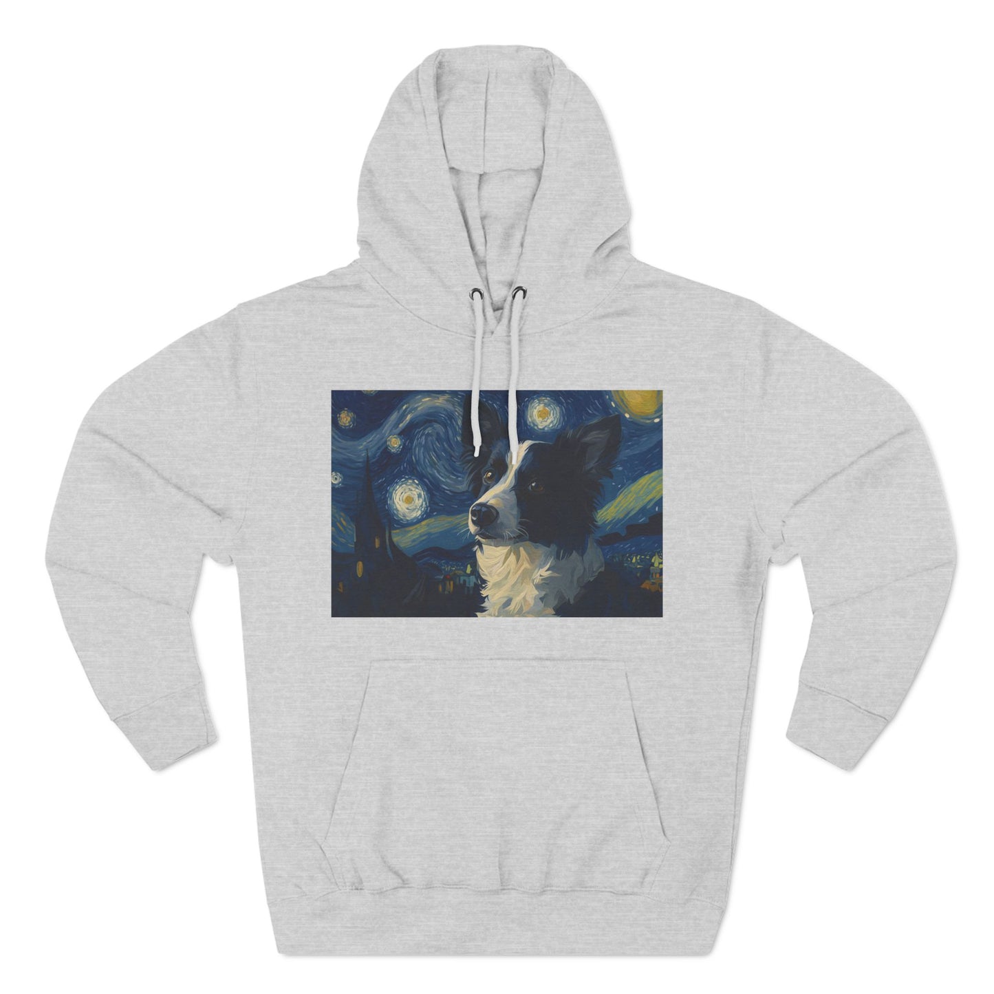 Starry Night Cat Three-Panel Fleece Hoodie