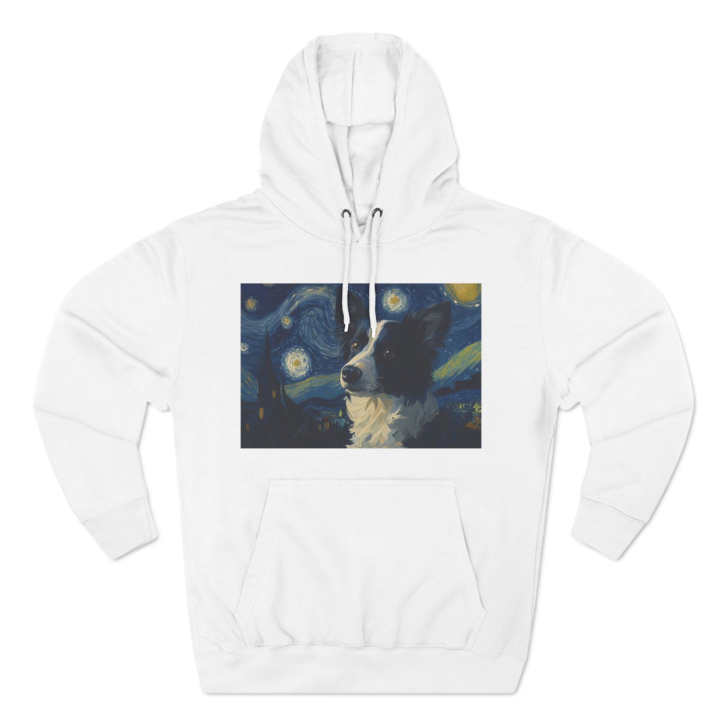 Starry Night Cat Three-Panel Fleece Hoodie