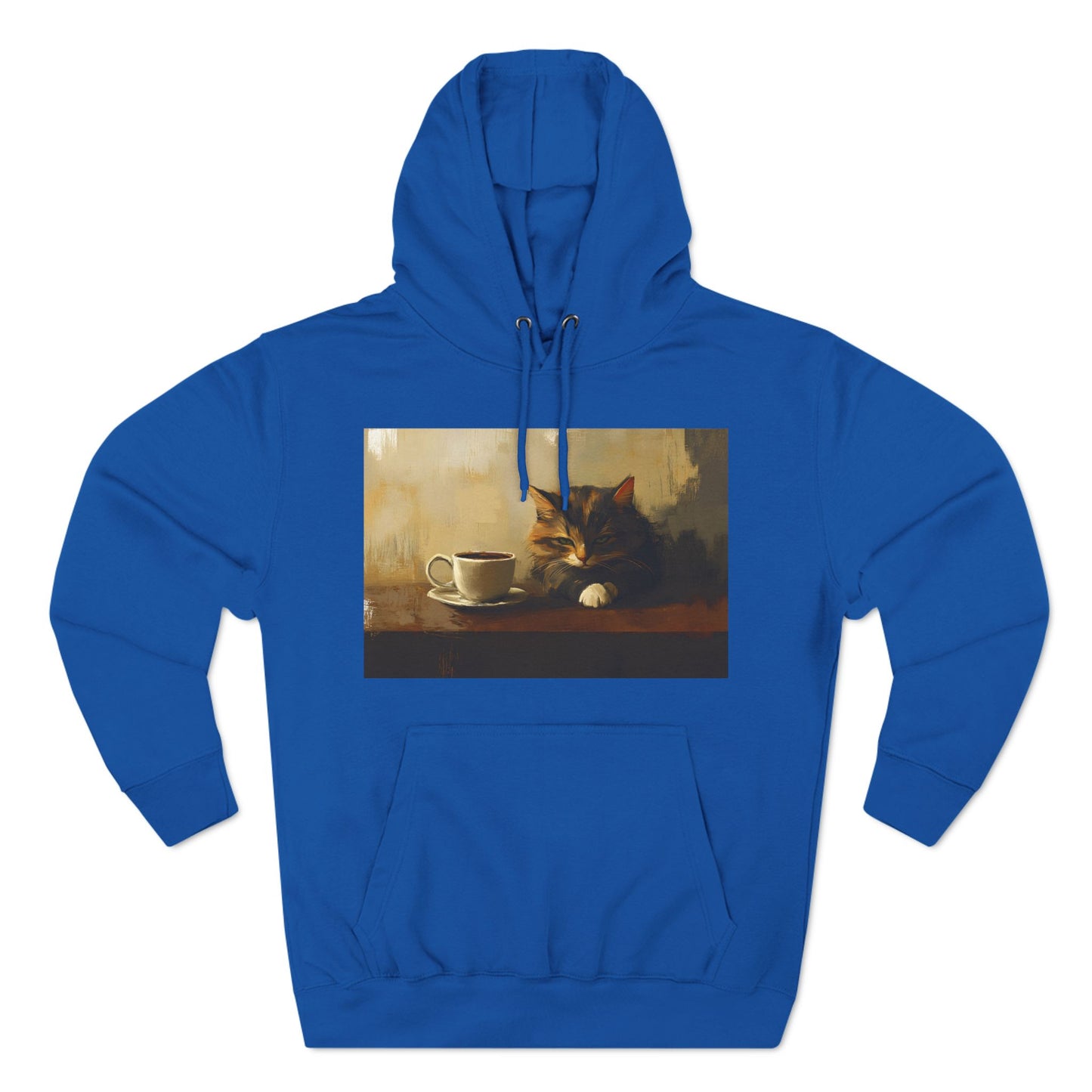 Coffee Cat Three-Panel Fleece Hoodie