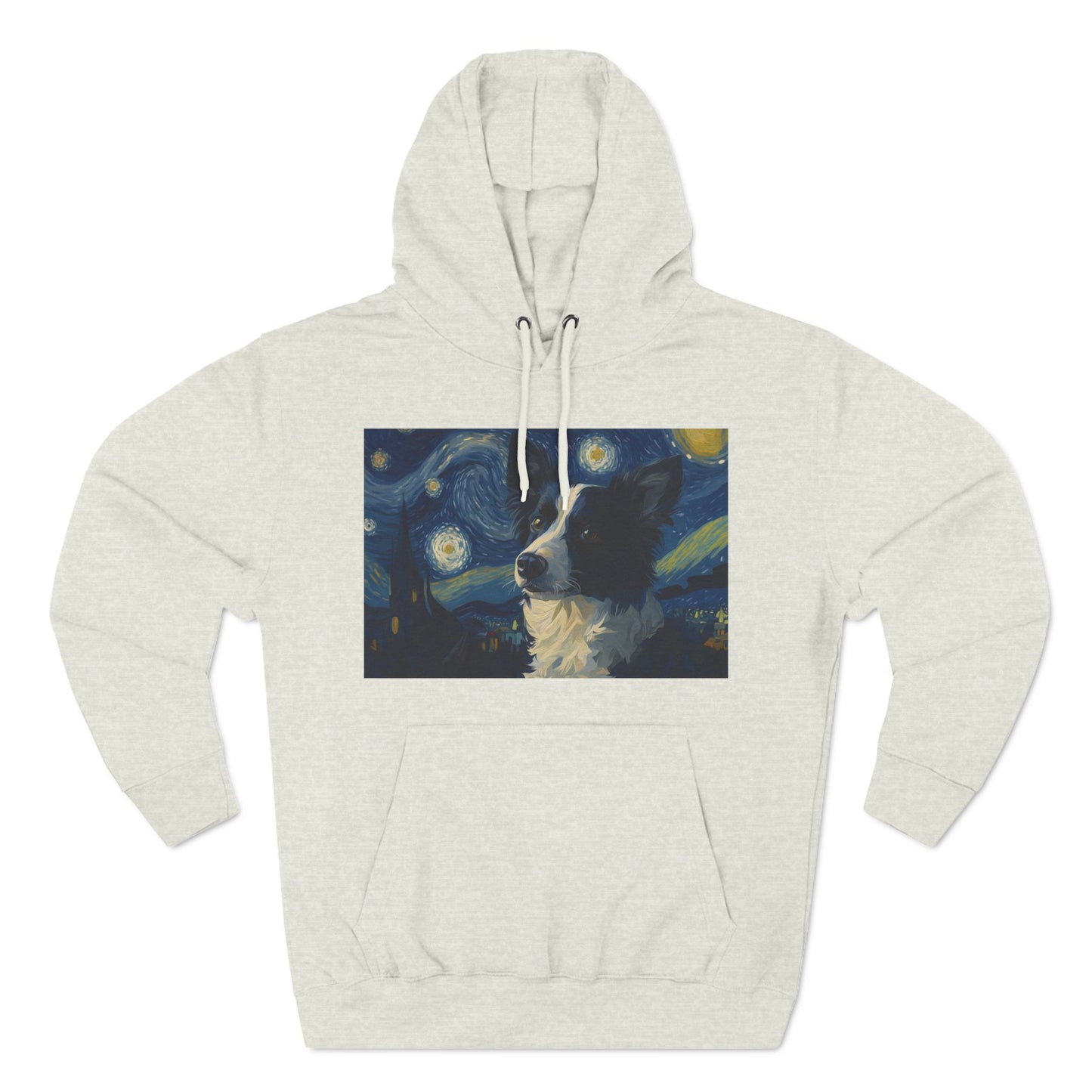 Starry Night Cat Three-Panel Fleece Hoodie